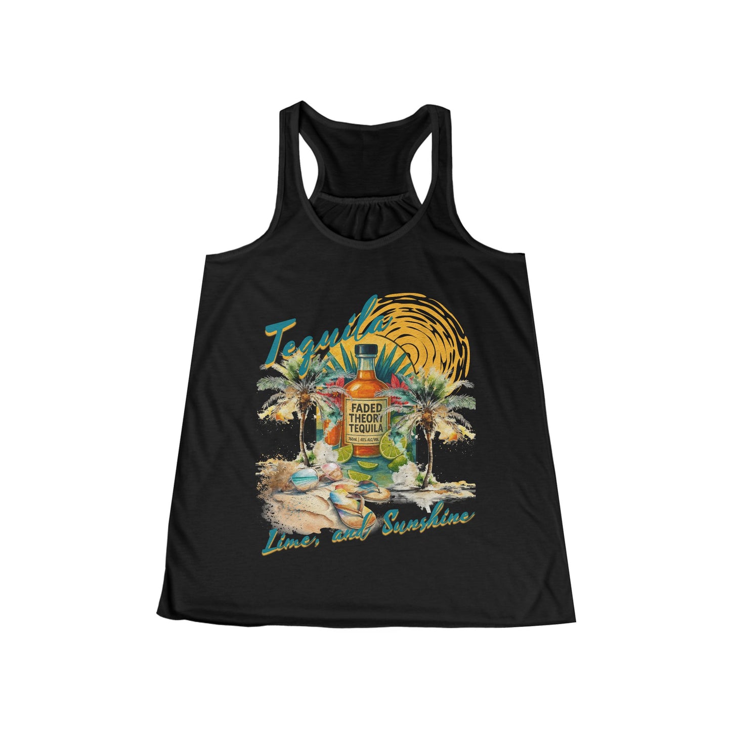 FADED THEORY "Tequila, Lime, and Sunshine" Graphic Women's Racerback Tank