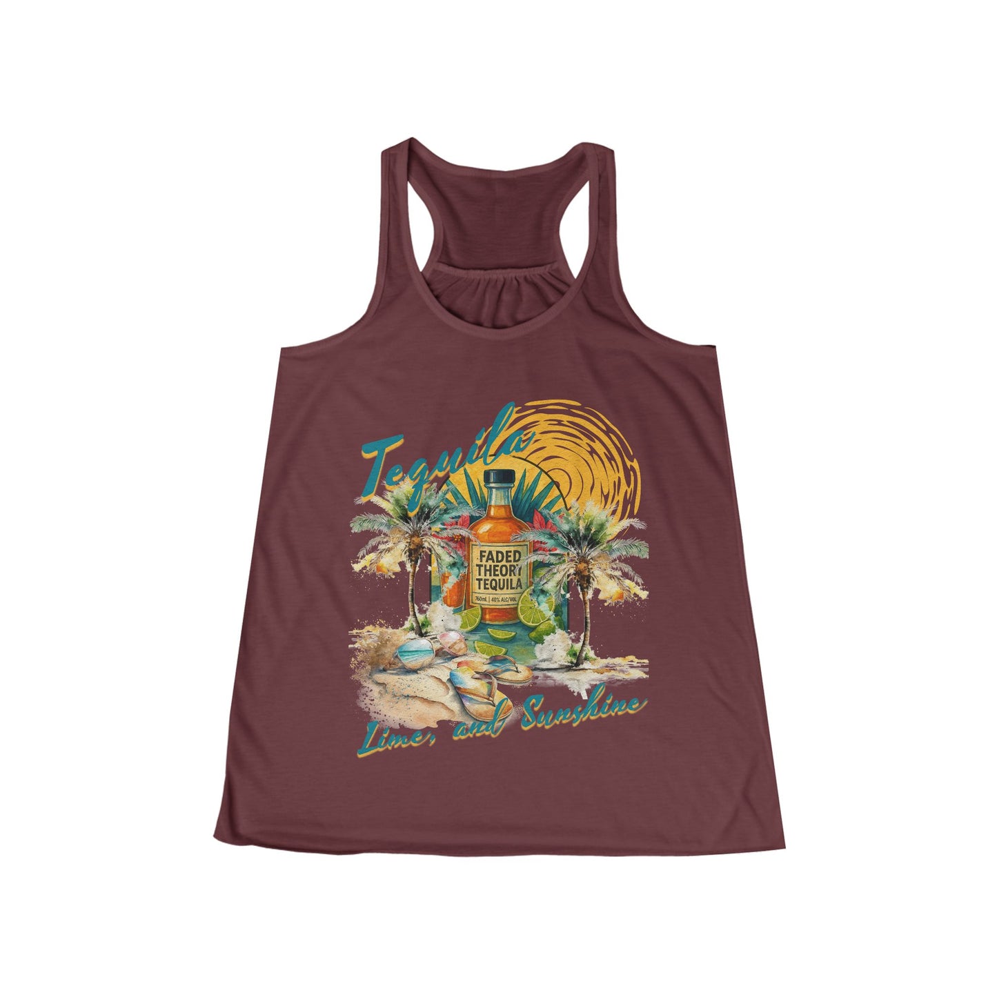 FADED THEORY "Tequila, Lime, and Sunshine" Graphic Women's Racerback Tank
