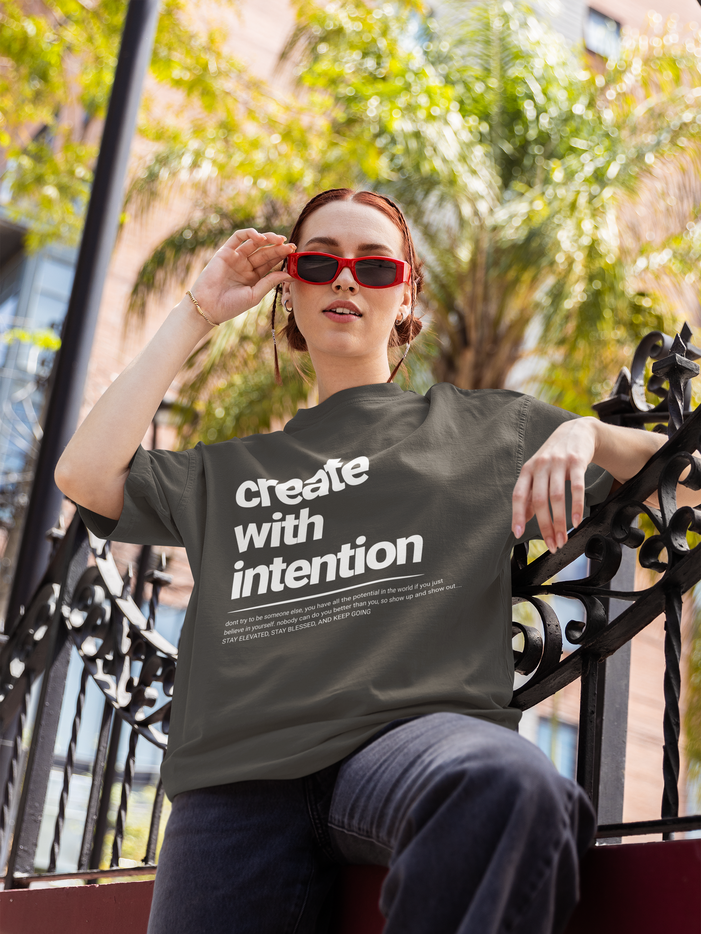 FADED THEORY " Create with Intention" Unisex Faded Tee
