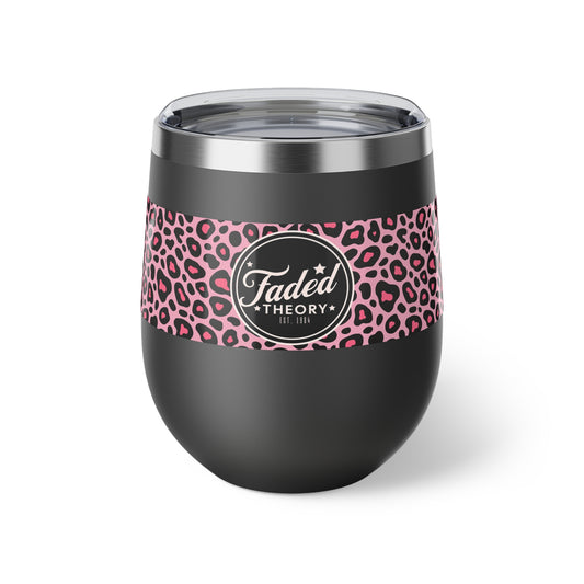FADED THEORY " Vintage Signature" 12oz Pink Leopard Copper Insulated Tumbler