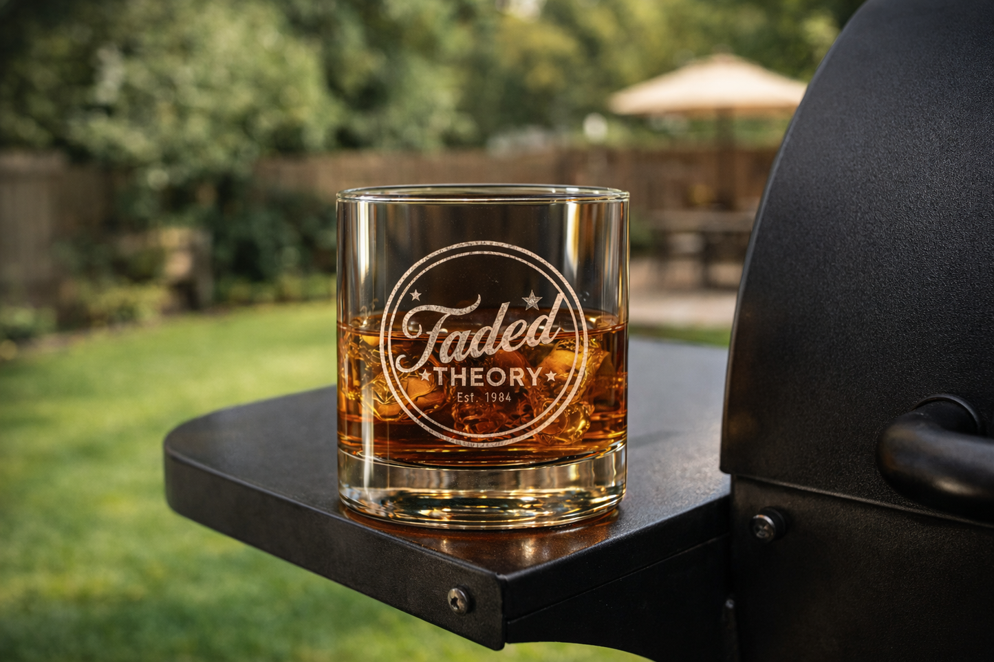 FADED THEORY "Vintage Signature" Engraved Rocks Glass — 10oz Whiskey Glass